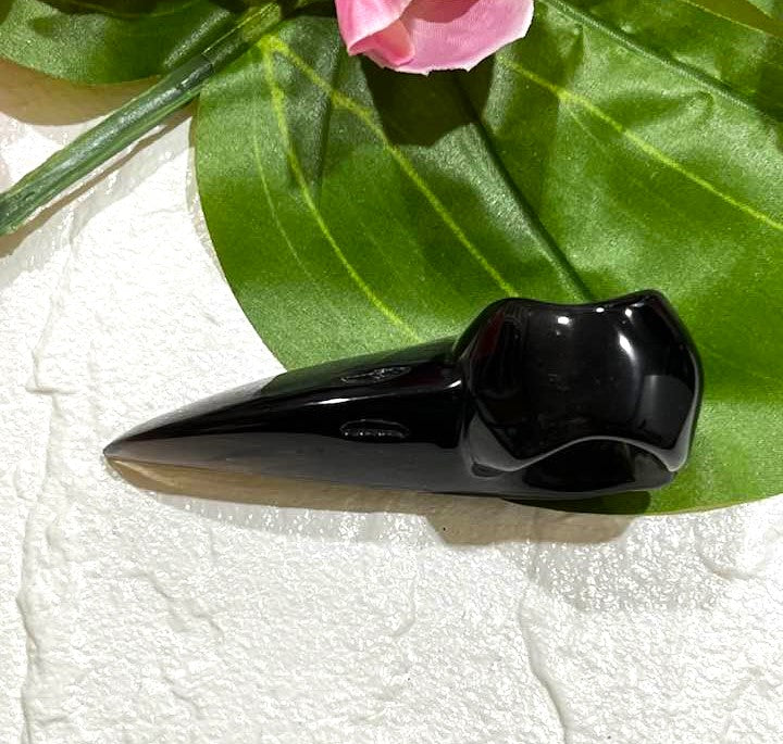 Black Obsidian Gothic Bird Skull