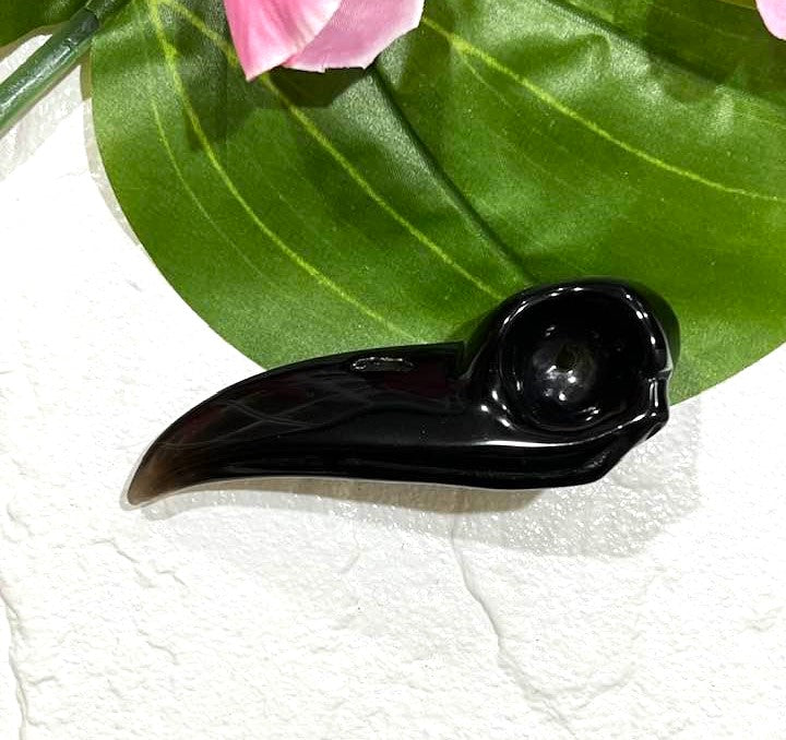 Black Obsidian Gothic Bird Skull