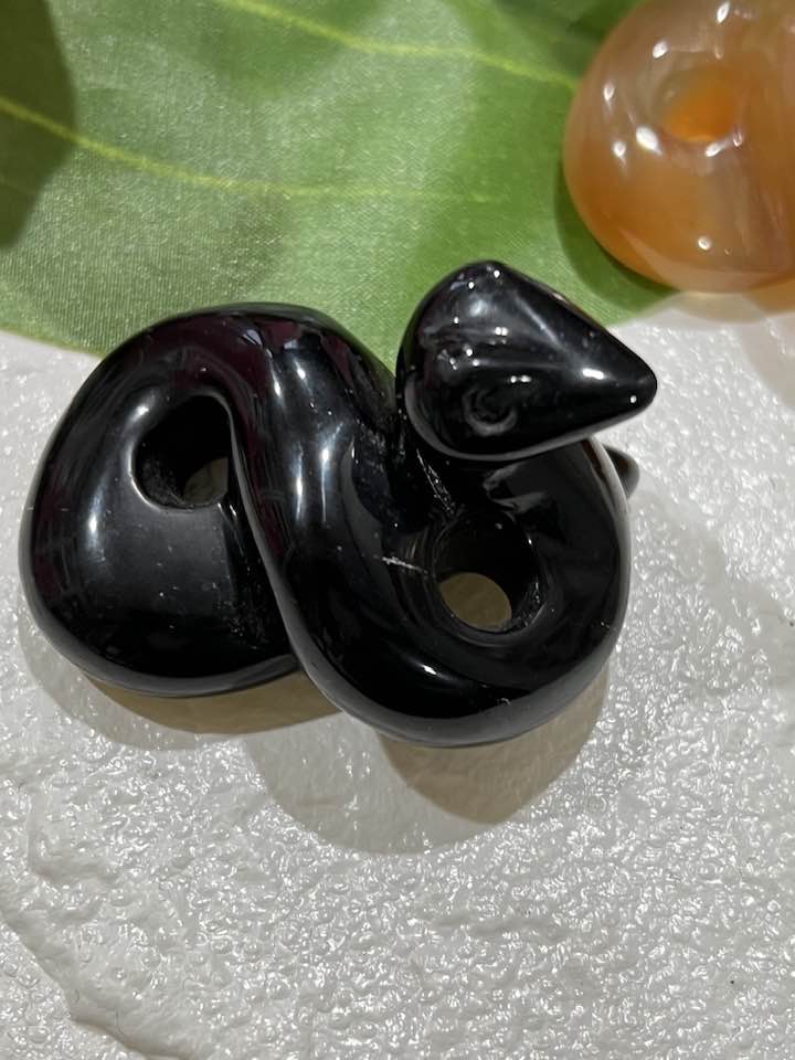 Snake 3-D in Black Obsidian or Carnelian