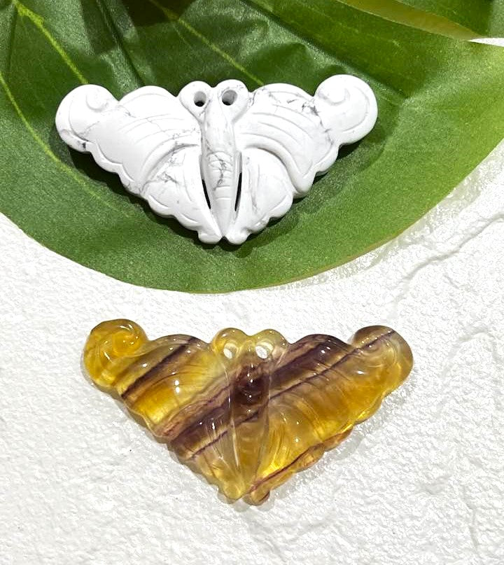 Yellow Fluorite or Howlite Moth