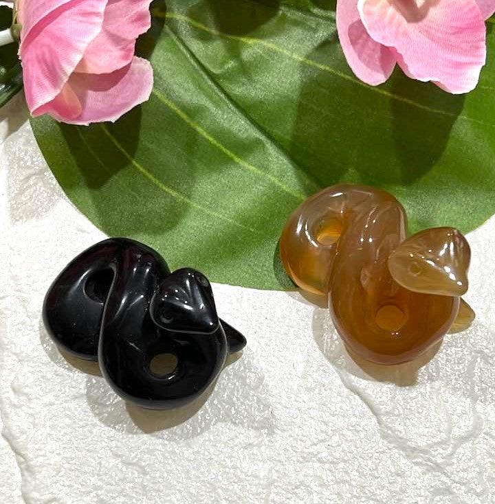 Snake 3-D in Black Obsidian or Carnelian