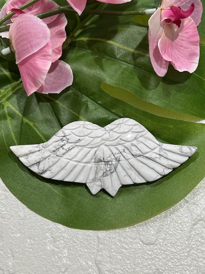 Angel Wings in Howlite, Black Obsidian or Silver Sheen Obsidian