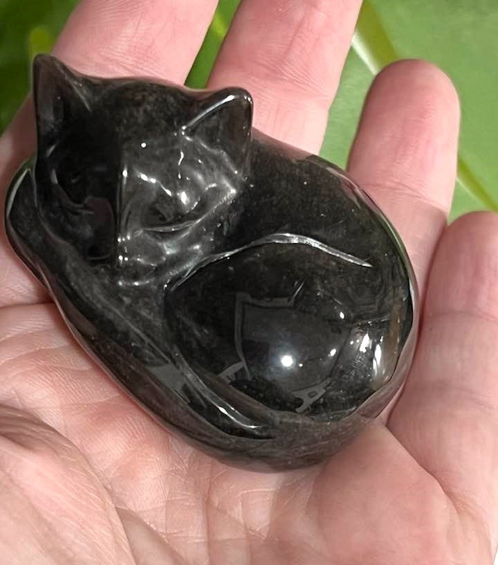 Sheen Black Obsidian Sleeping Cat