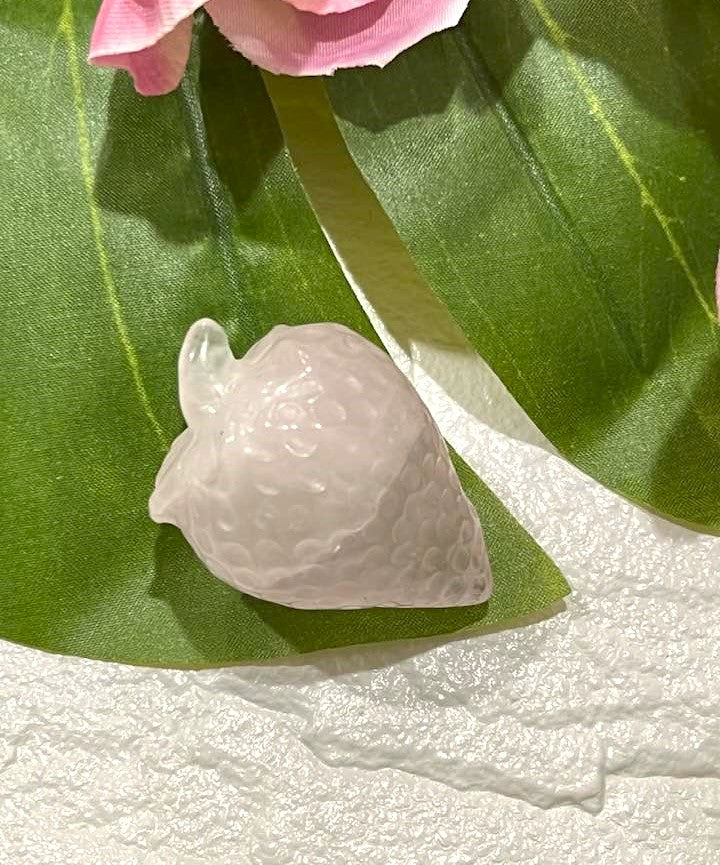 Carved Strawberry in Rose Quartz