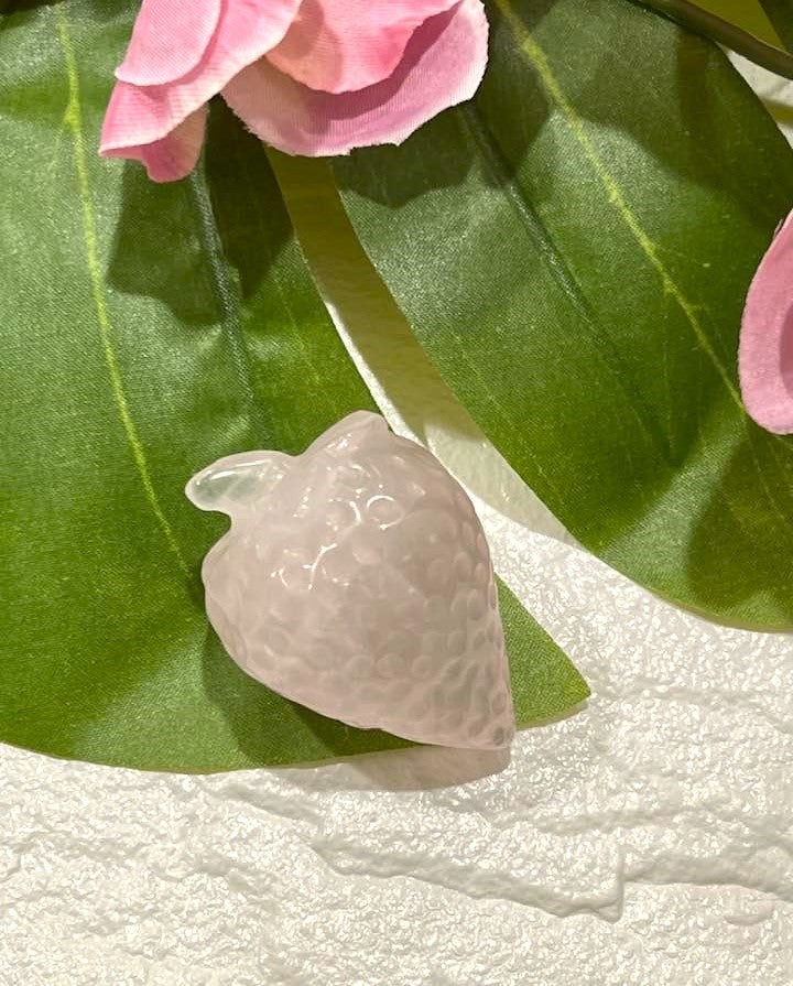 Carved Strawberry in Rose Quartz
