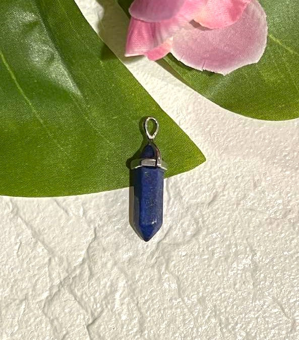 Double Terminated Crystal Pendant in Lapis Lazuli, Tiger's Eye, Sodalite, Amethyst or Aventurine