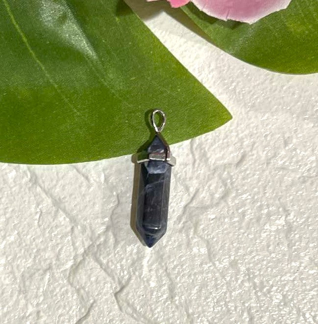 Double Terminated Crystal Pendant in Lapis Lazuli, Tiger's Eye, Sodalite, Amethyst or Aventurine