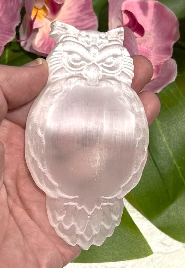 Selenite Owl Dish