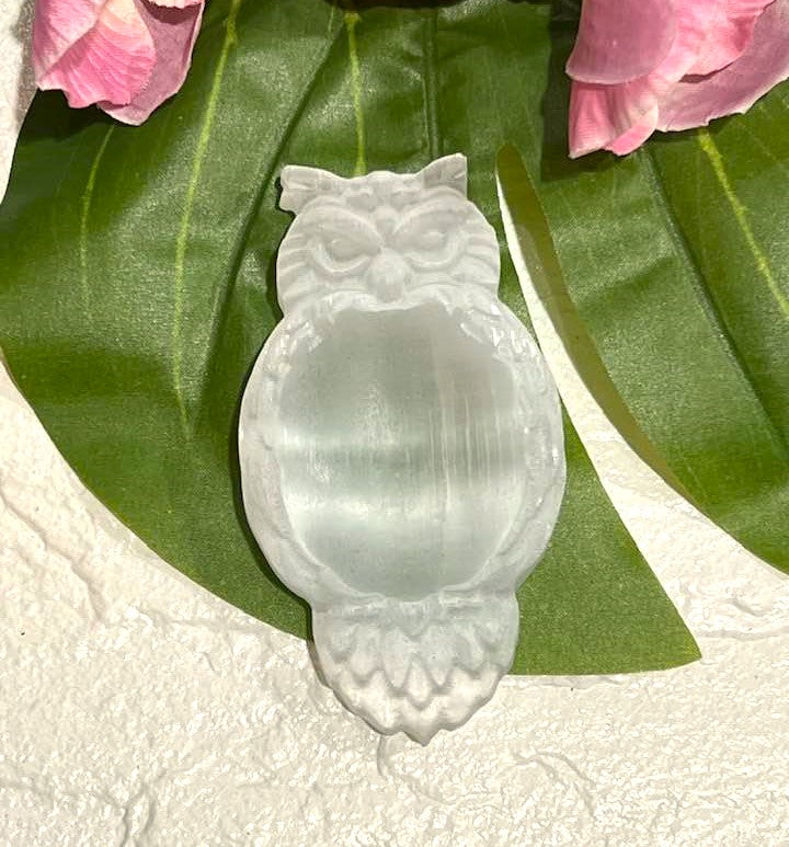 Selenite Owl Dish
