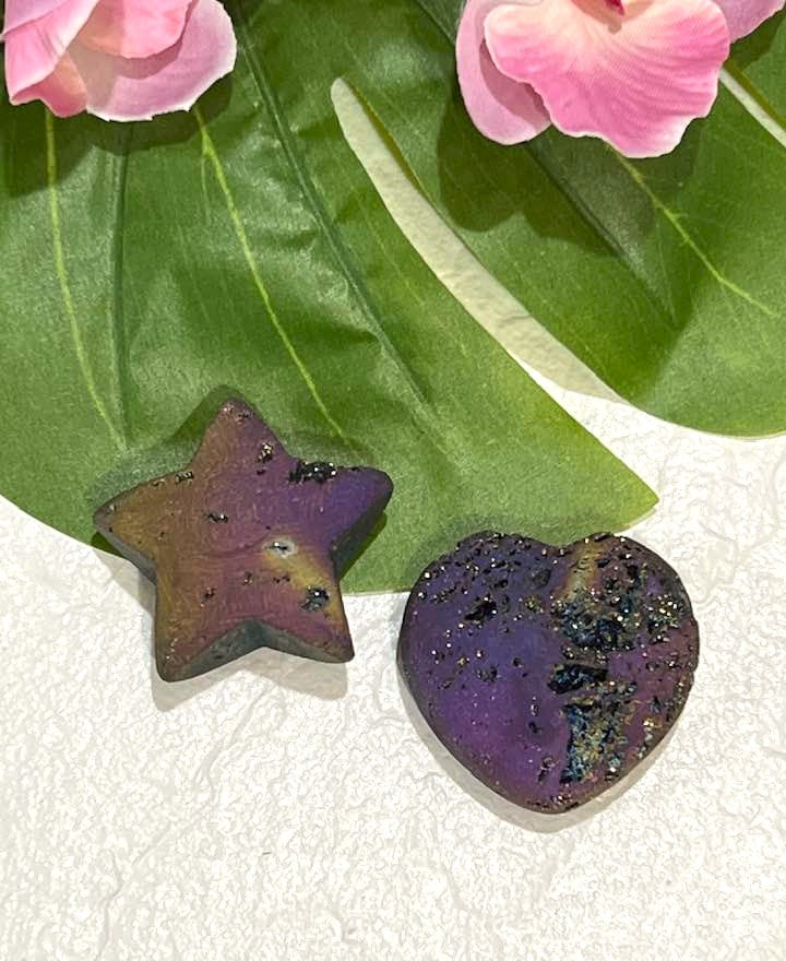 Peacock Druzy Heart or Star