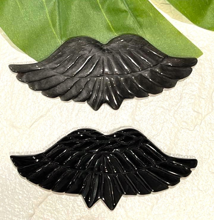 Angel Wings in Howlite, Black Obsidian or Silver Sheen Obsidian