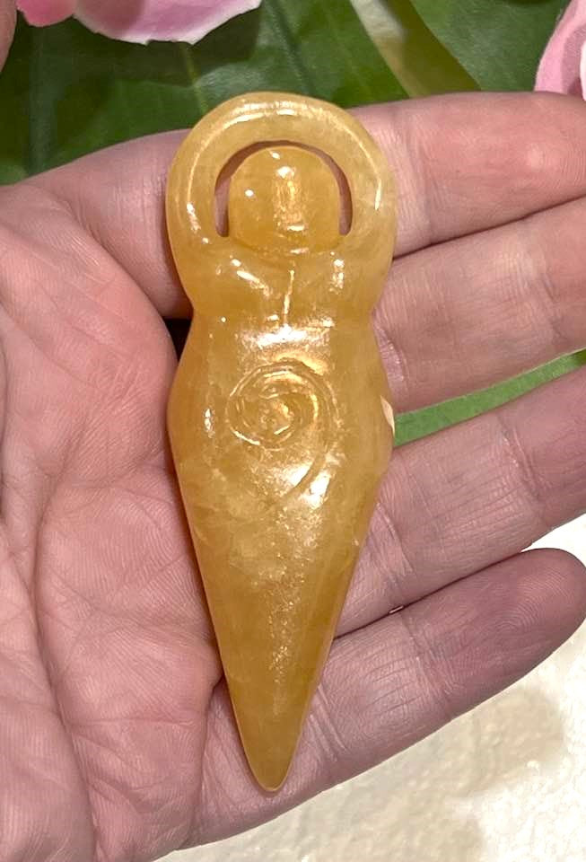 Spiral Goddess in Strawberry Quartz or Yellow Calcite