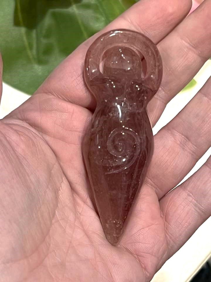 Spiral Goddess in Strawberry Quartz or Yellow Calcite
