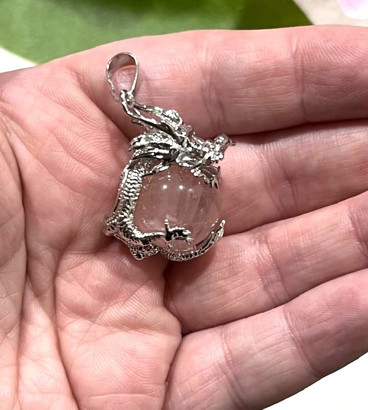 Dragon Pendant in Lapis Lazuli, Rose Quartz, Clear Quartz or Amethyst
