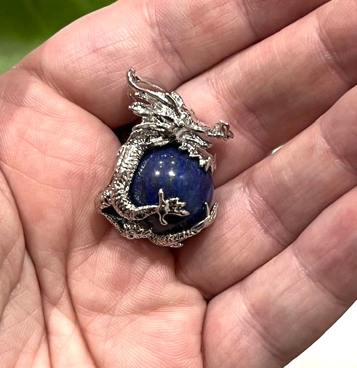 Dragon Pendant in Lapis Lazuli, Rose Quartz, Clear Quartz or Amethyst