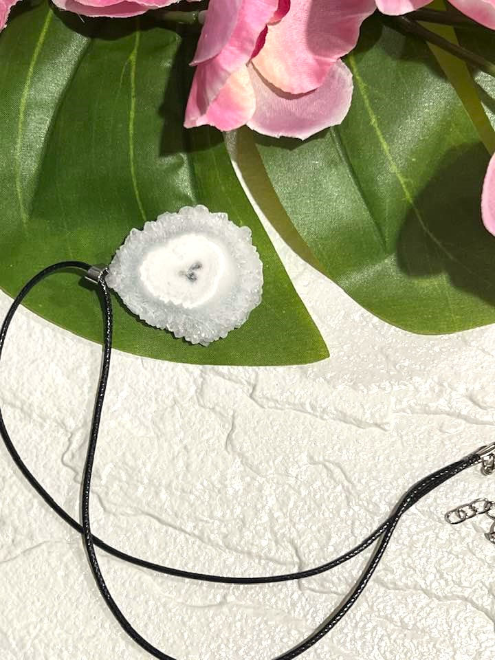 White Agate Druzy Necklace