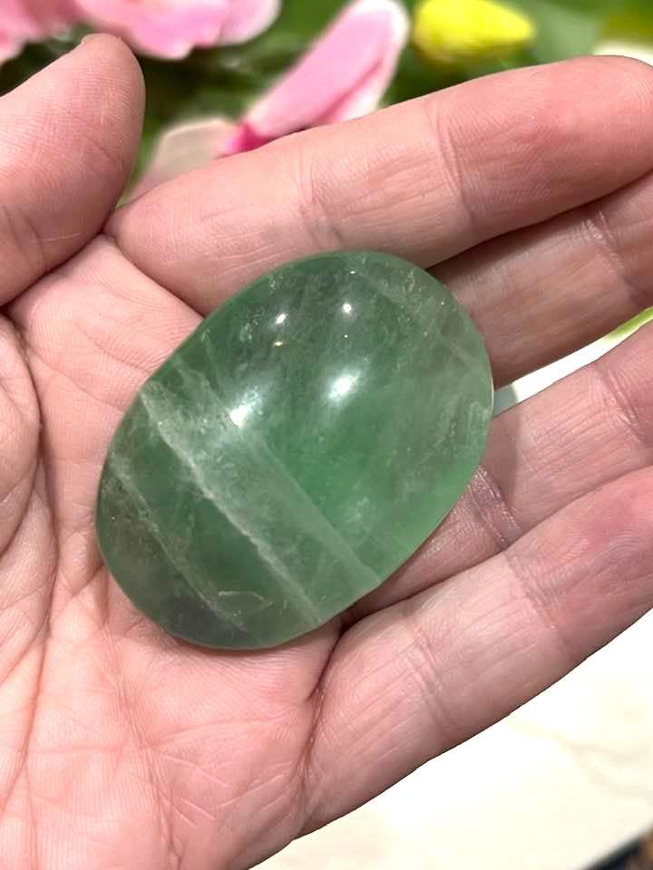 Green Fluorite Palm Stone