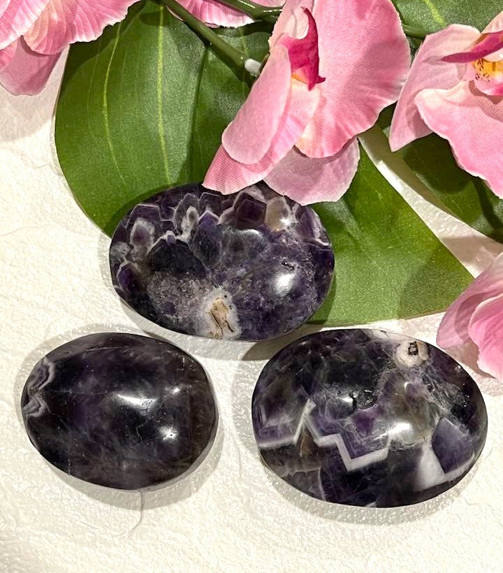 Chevron Amethyst Palm Stone