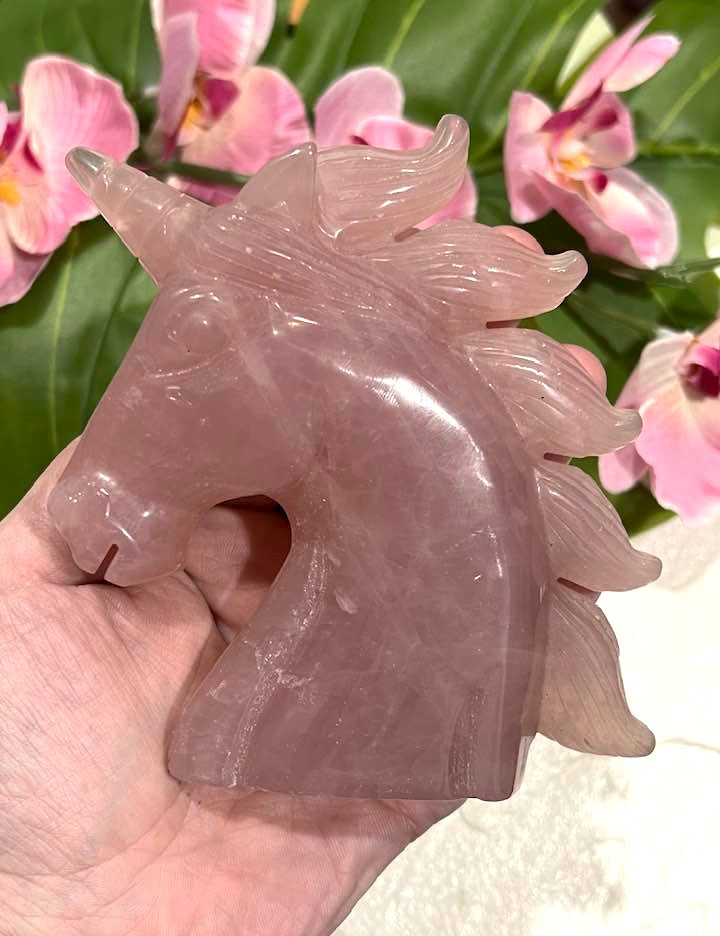 Unicorn Extra Large in Chevron Amethyst, Rose Quartz or Yellow Fluorite 4.5"