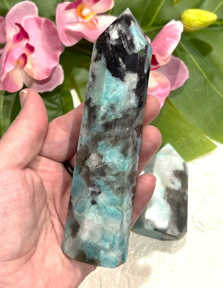 Amazonite & Smokey Quartz Tower