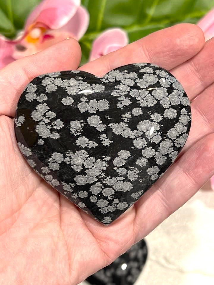 Snowflake Obsidian Heart