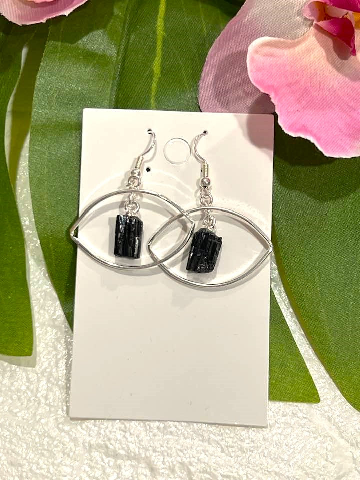 Crystal Eye Earrings in Black Tourmaline, Citrine, Selenite, Amethyst and Clear Quartz