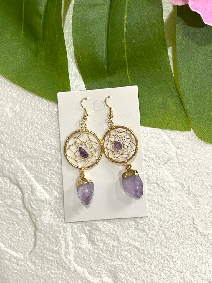 Amethyst Dreamcatcher Earrings