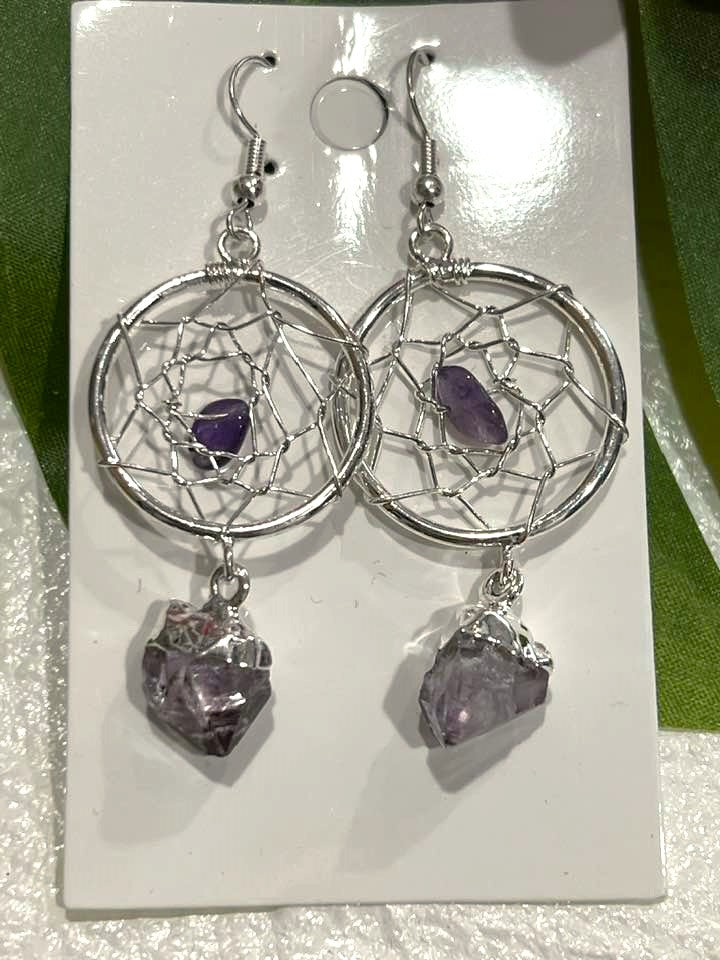 Amethyst Dreamcatcher Earrings