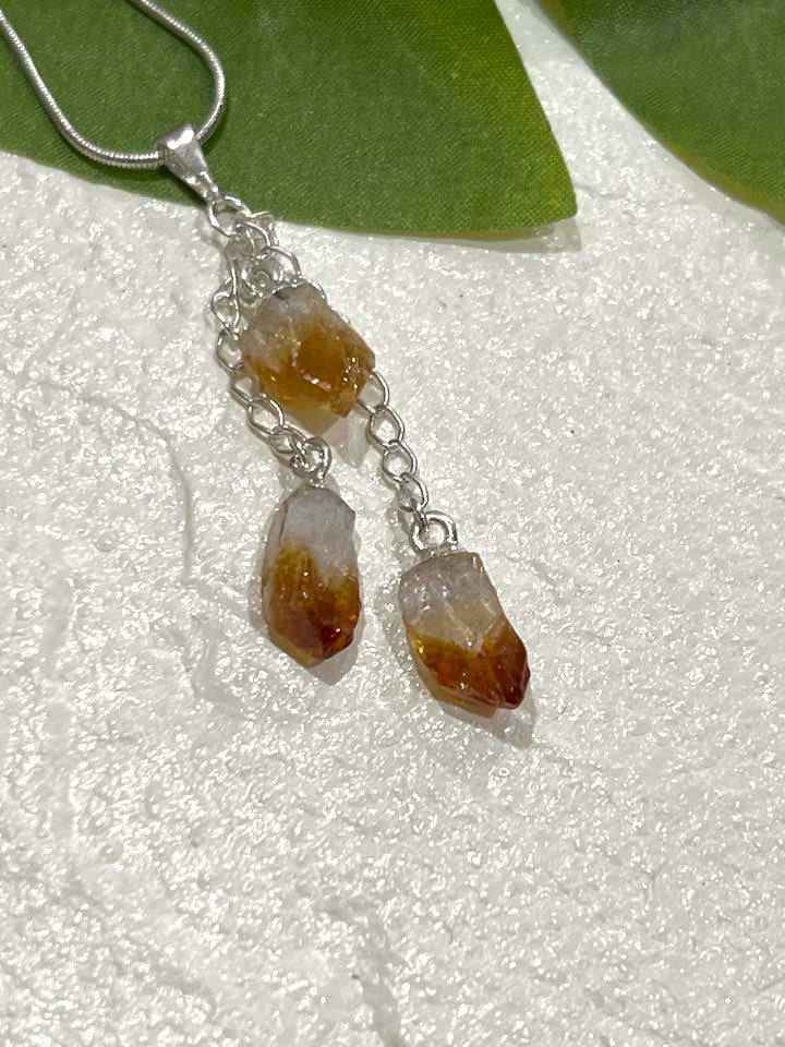 Rain Drops Necklace in Citrine, Ametrine or Black Tourmaline