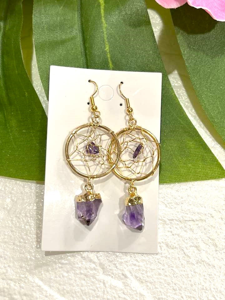 Amethyst Dreamcatcher Earrings