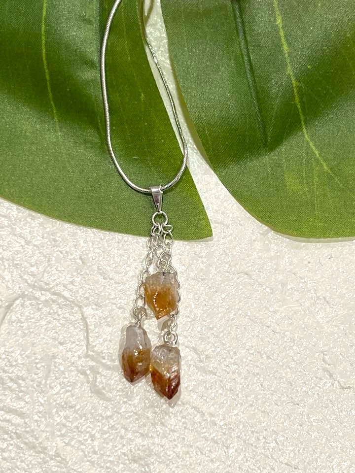 Rain Drops Necklace in Citrine, Ametrine or Black Tourmaline