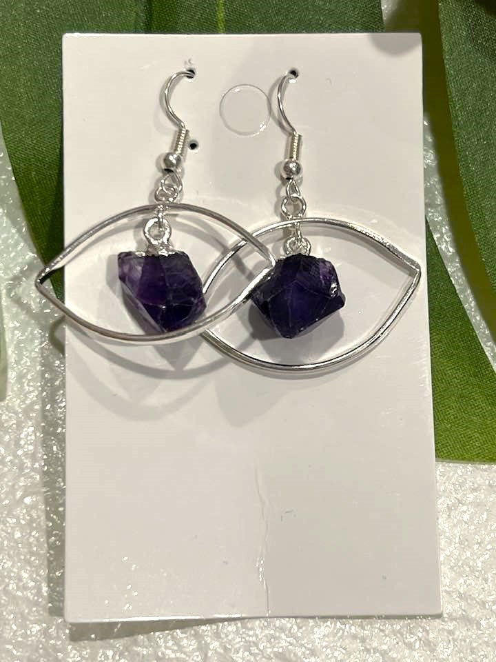 Crystal Eye Earrings in Black Tourmaline, Citrine, Selenite, Amethyst and Clear Quartz