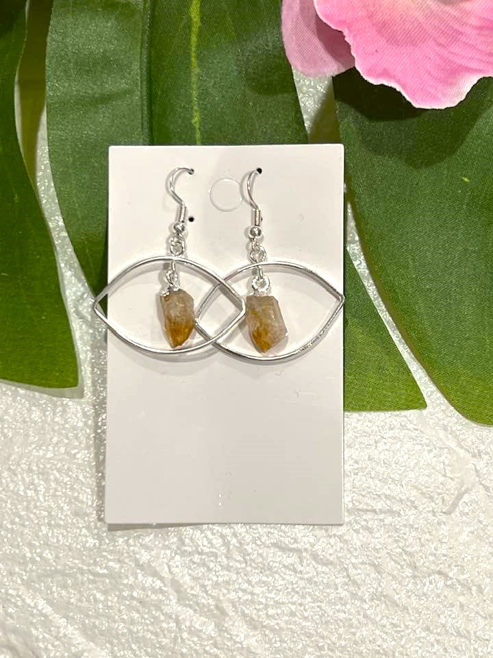 Crystal Eye Earrings in Black Tourmaline, Citrine, Selenite, Amethyst and Clear Quartz