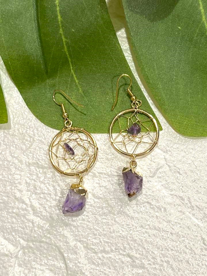 Amethyst Dreamcatcher Earrings