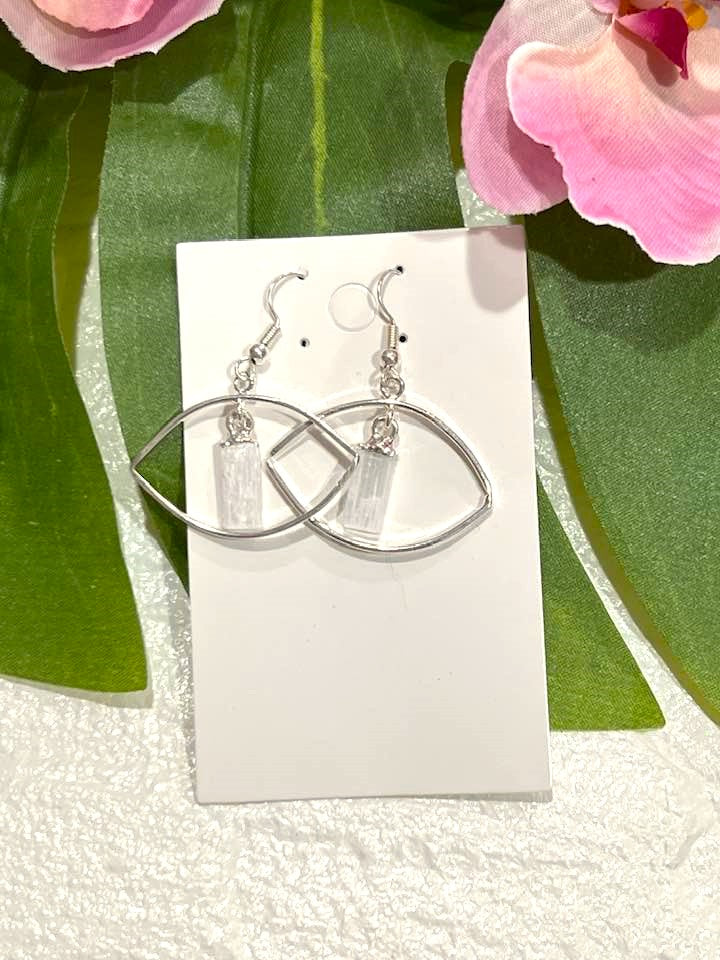 Crystal Eye Earrings in Black Tourmaline, Citrine, Selenite, Amethyst and Clear Quartz