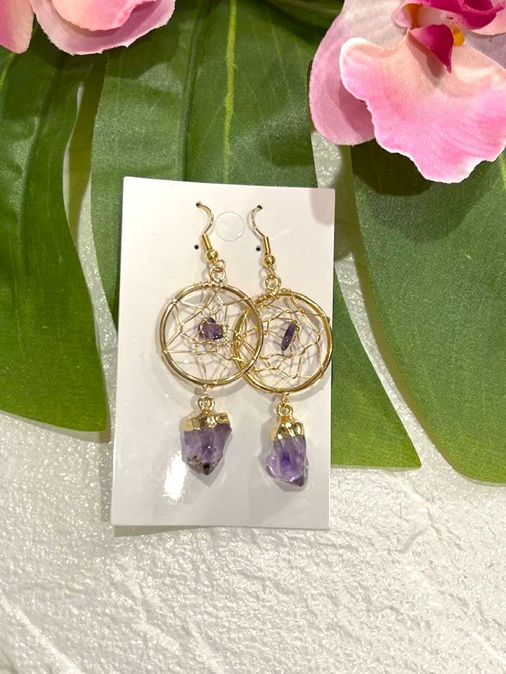 Amethyst Dreamcatcher Earrings