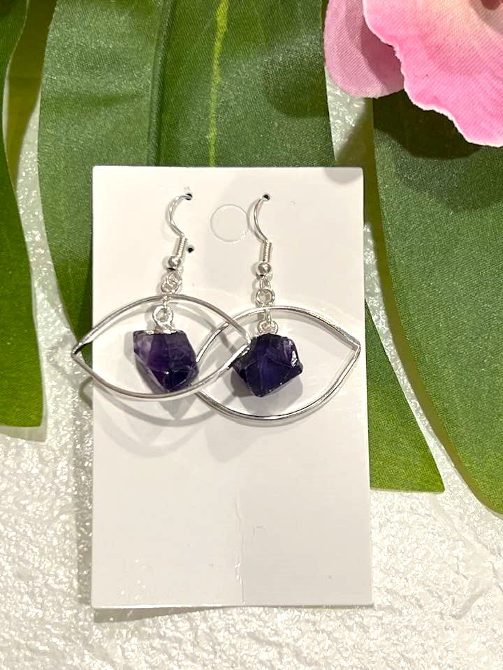 Crystal Eye Earrings in Black Tourmaline, Citrine, Selenite, Amethyst and Clear Quartz