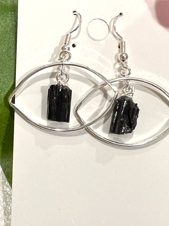 Crystal Eye Earrings in Black Tourmaline, Citrine, Selenite, Amethyst and Clear Quartz