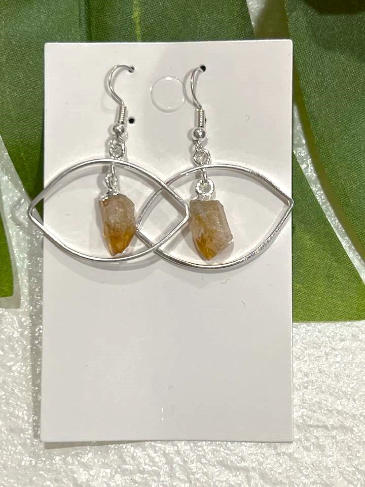 Crystal Eye Earrings in Black Tourmaline, Citrine, Selenite, Amethyst and Clear Quartz