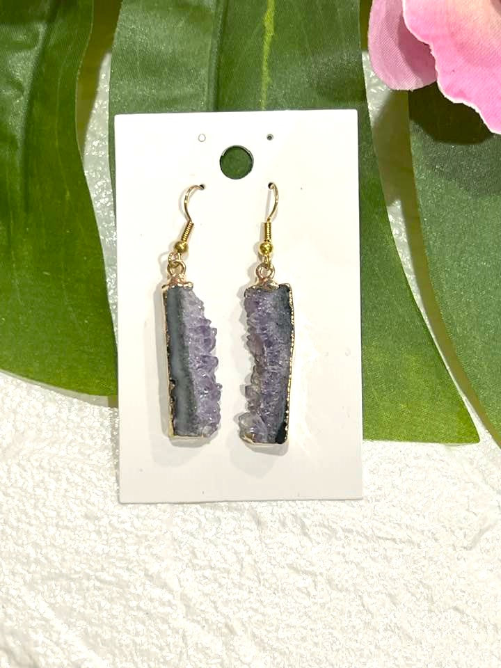 Amethyst Slice Earrings