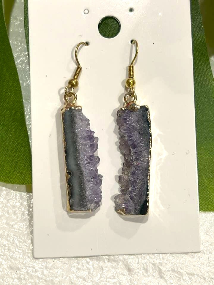 Amethyst Slice Earrings