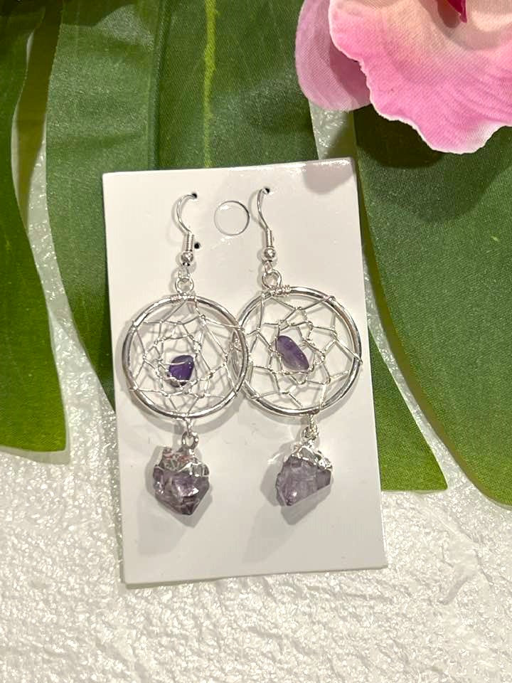 Amethyst Dreamcatcher Earrings