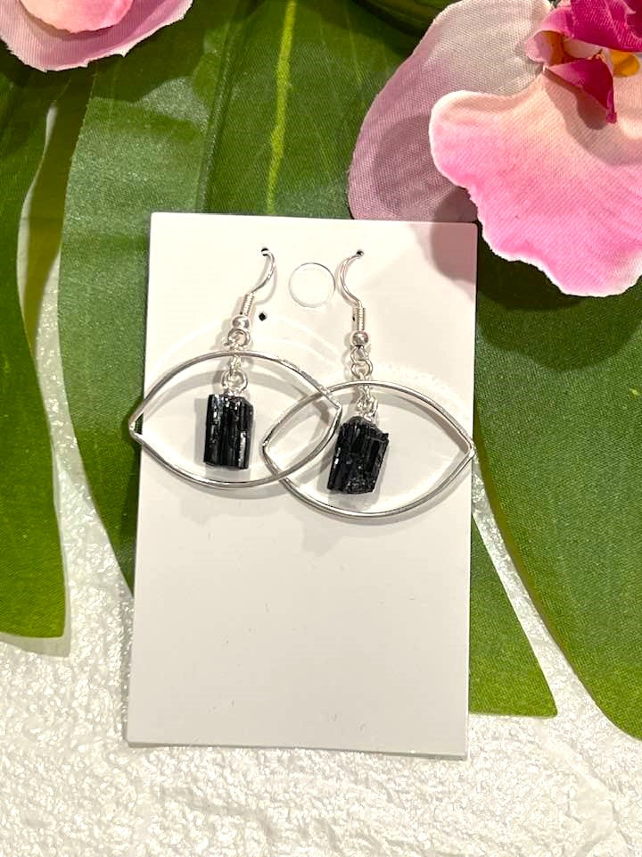Crystal Eye Earrings in Black Tourmaline, Citrine, Selenite, Amethyst and Clear Quartz