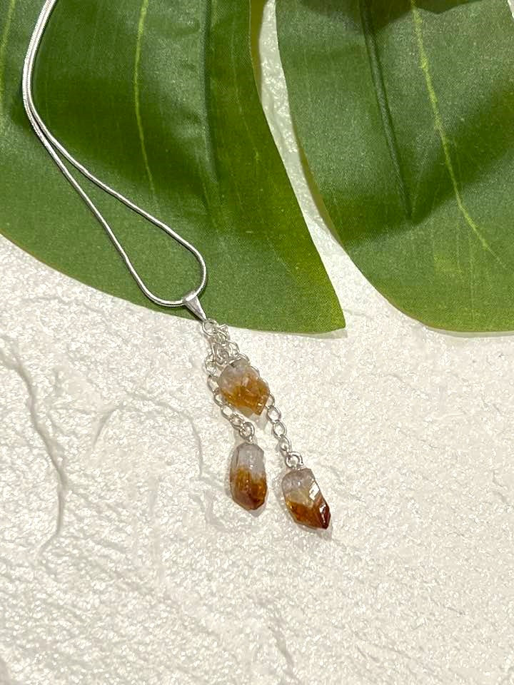 Rain Drops Necklace in Citrine, Ametrine or Black Tourmaline