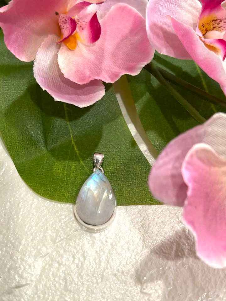 Sterling Silver Rainbow Moonstone Pendant Collection - Polished for Intuition