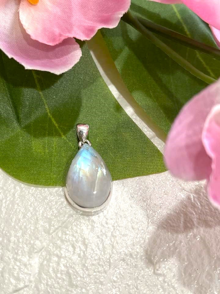 Sterling Silver Rainbow Moonstone Pendant Collection - Polished for Intuition