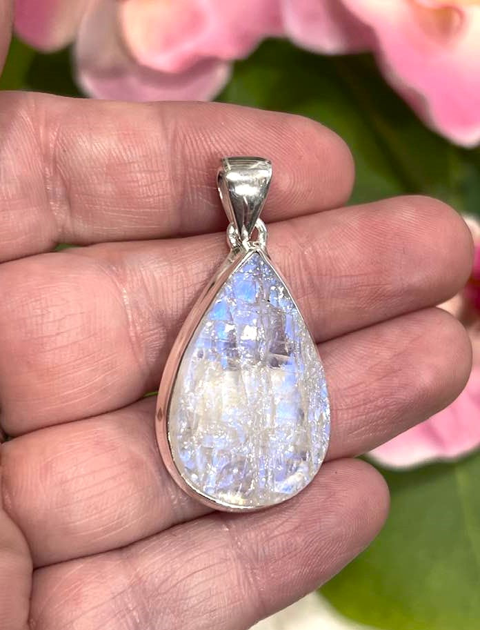 Sterling Silver Rainbow Moonstone Pendant Collection - Raw for Intuition & Gut Instinct