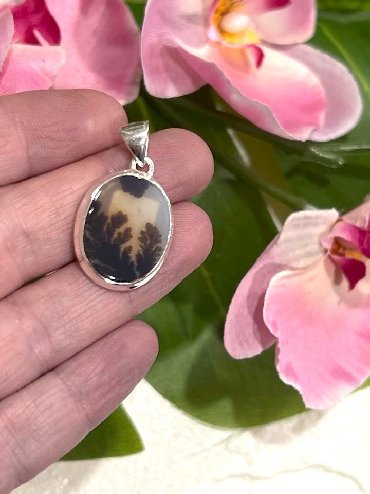 Sterling Silver Dendritic Agate Pendant Collection