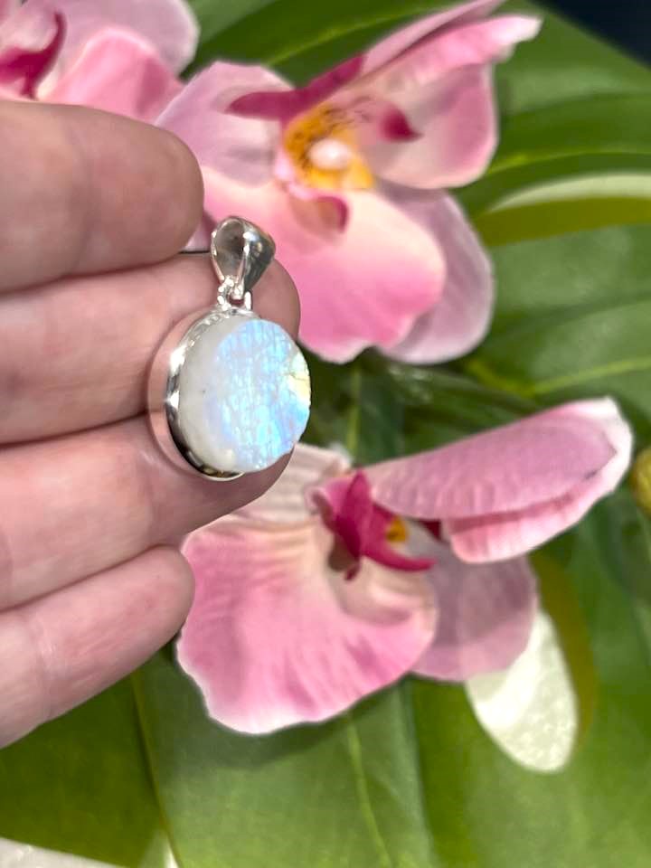 Sterling Silver Rainbow Moonstone Pendant Collection - Raw for Intuition & Gut Instinct