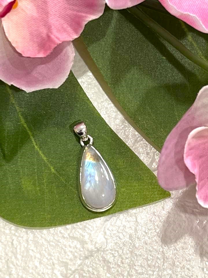 Sterling Silver Rainbow Moonstone Pendant Collection - Polished for Intuition